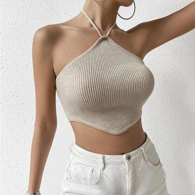 Fashion Lace-up Knitted Vest Top For Women