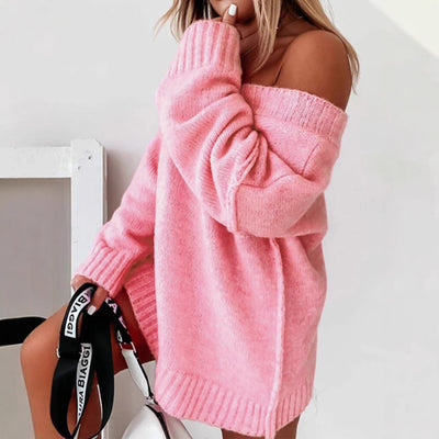 Casual Loose Solid Color V-neck Pullover Sweater