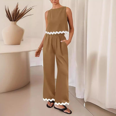 Cotton And Linen Casual Sleeveless Vest Women's Pants Two-piece Set