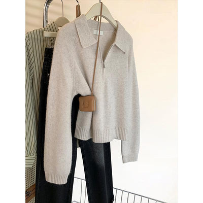 Lapel Small Sweater Outerwear Top Women