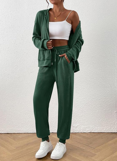 Women's Autumn Fashion Solid Color Suit Rib Sunken Stripe