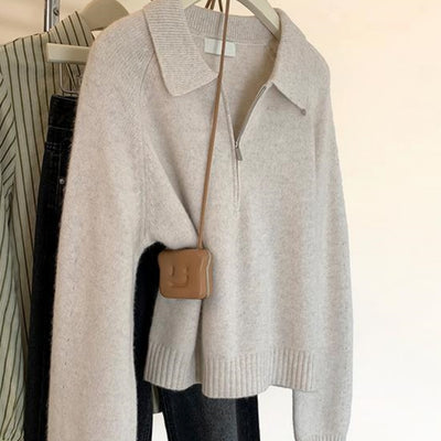 Lapel Small Sweater Outerwear Top Women