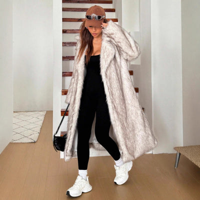 Imitation Fox Fur Long Thickened Maojian Tea Gradient Color Coat Autumn And Winter New Women's