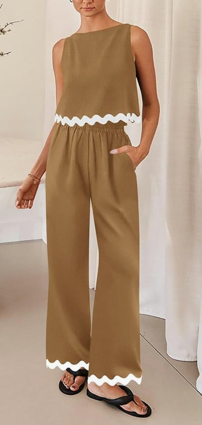 Cotton And Linen Casual Sleeveless Vest Women's Pants Two-piece Set