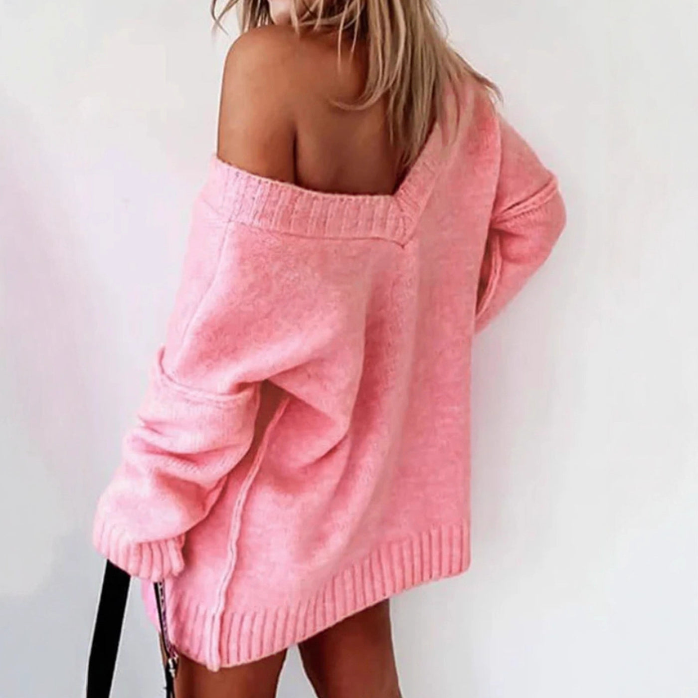 Casual Loose Solid Color V-neck Pullover Sweater