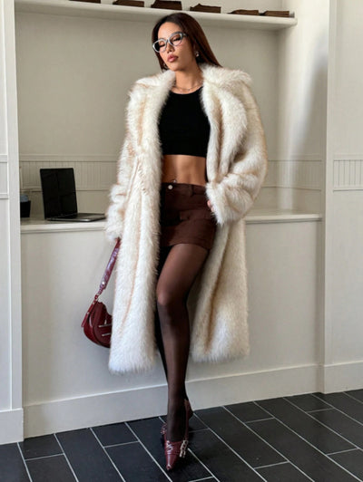 Imitation Fox Fur Long Thickened Maojian Tea Gradient Color Coat Autumn And Winter New Women's