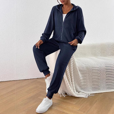 Women's Autumn Fashion Solid Color Suit Rib Sunken Stripe