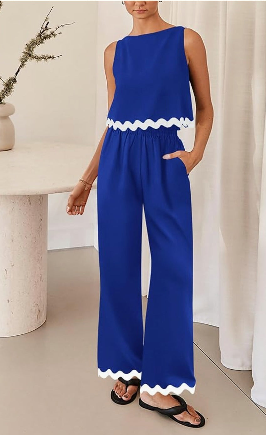 Cotton And Linen Casual Sleeveless Vest Women's Pants Two-piece Set