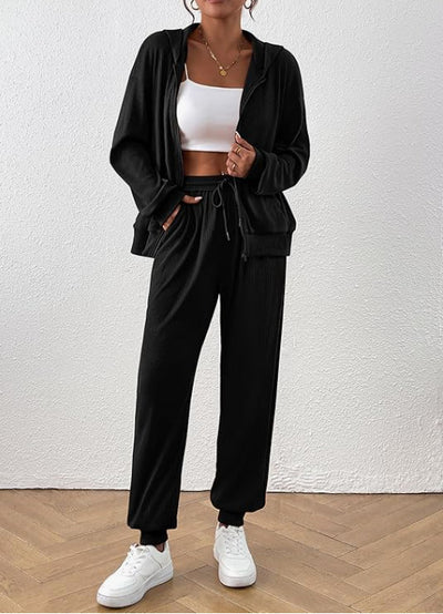 Women's Autumn Fashion Solid Color Suit Rib Sunken Stripe