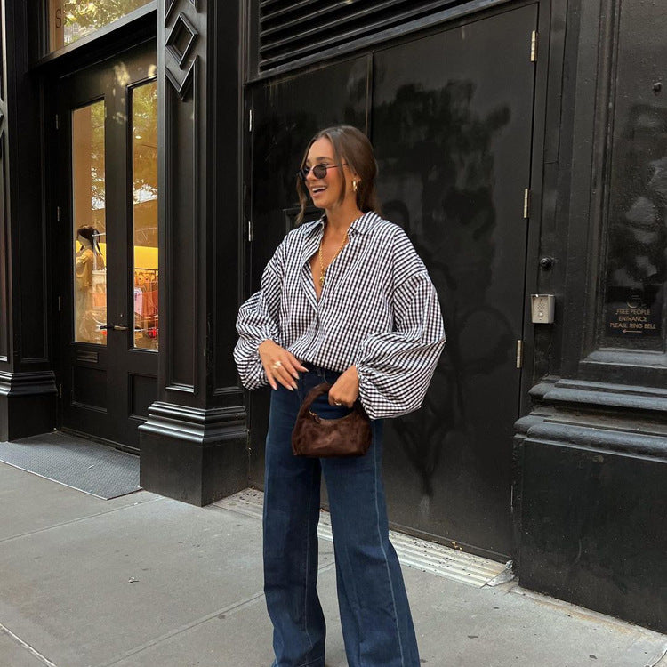 Women's Long Sleeve Plaid Elegant Commuter's All-matching Shirt